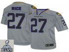 2013 Super Bowl XLVII NEW Baltimore Ravens 27 Ray Rice Lights Out Grey Jerseys(Elite)