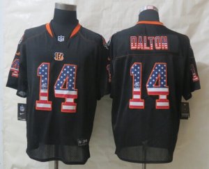 Nike Cincinnati Bengals #14 Dalton Black Jerseys(USA Flag Fashion Elite)