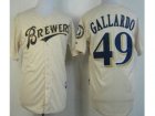 MLB Milwaukee Brewers #49 Yovani Gallardo Cream Jersey