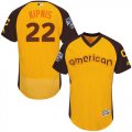 Mens Majestic Cleveland Indians #22 Jason Kipnis Yellow 2016 All-Star American League BP Authentic Collection Flex Base MLB Jersey