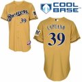 Men's Majestic Milwaukee Brewers #39 Chris Capuano Authentic Gold 2013 Alternate Cool Base MLB Jersey