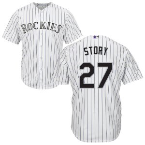 Men\'s Majestic Colorado Rockies #27 Trevor Story Authentic White Home Cool Base MLB Jersey