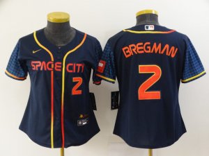 Astros #2 Alex Bregman Navy Women Nike 2022 City Connect Cool Base Jersey
