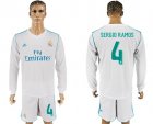 2017-18 Real Madrid 4 SERGIO RAMOS Home Long Sleeve Soccer Jersey