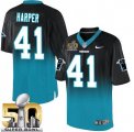 Nike Carolina Panthers #41 Roman Harper BlackBlue Super Bowl 50 Men Stitched NFL Elite Fadeaway Fashion Jersey