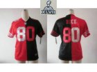 2013 Super Bowl XLVII Women NEW NFL San Francisco 49ers #80 Jerry Rice red-black jerseys(Elite split)