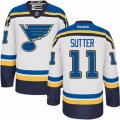 Mens Reebok St. Louis Blues #11 Brian Sutter Premier White Away NHL Jersey