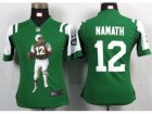 Nike Womens New York Jets #12 Namath Green Portrait Fashion Game Jerseys