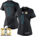 Women Nike Panthers #1 Cam Newton Black Impact Super Bowl 50 Stitched Jersey
