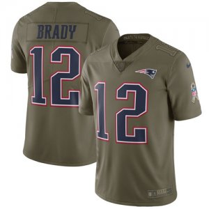 Nike Patriots #12 Tom Brady Youth Olive Salute To Service Limited Jersey