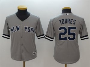 Yankees #25 Gleyber Torres Gray Youth Cool Base Jersey