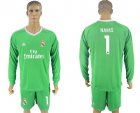 2017-18 Real Madrid 1 NAVAZ Green Long Sleeve Goalkeeper Soccer Jersey