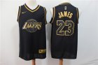 Lakers #23 Lebron James Black Gold Nike Swingman Jersey