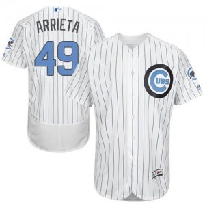 Chicago Cubs #49 Jake Arrieta White(Blue Strip) Flexbase Authentic Collection 2016 Fathers Day Stitched Baseball Jersey