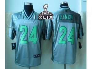 2015 Super Bowl XLIX Nike Seattle Seahawks #24 Lynch Grey Jerseys(Vapor Elite)