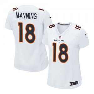 Women Nike Denver Broncos #18 Peyton Manning White Stitched NFL Game Event Jersey