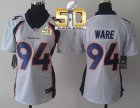 Women Nike Broncos #94 DeMarcus Ware White Super Bowl 50 Stitched Jersey