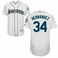 Mens Majestic Seattle Mariners #34 Felix Hernandez White Flexbase Authentic Collection MLB Jersey