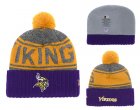 Vikings Team Logo Purple Cuffed Knit Hat With Pom YD