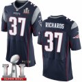 Mens Nike New England Patriots #37 Jordan Richards Elite Navy Blue Team Color Super Bowl LI 51 NFL Jersey