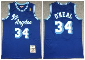 Lakers #34 Shaquille O\'Neal Blue 1996-97 Hardwood Classics Mesh Jersey