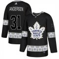 Maple Leafs #31 Frederik Andersen Black Team Logos Fashion Adidas Jersey