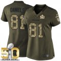 Women Nike Broncos #81 Owen Daniels Green Super Bowl 50 Stitched Salute to Service Jersey