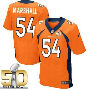 Nike Denver Broncos #54 Brandon Marshall Orange Team Color Super Bowl 50 Men Stitched NFL New Elite Jersey
