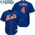 Mens Majestic New York Mets #4 Wilmer Flores Authentic Royal Blue Alternate Home Cool Base MLB Jersey
