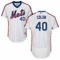 Mens Majestic New York Mets #40 Bartolo Colon White Royal Flexbase Authentic Collection MLB Jersey