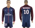 2017-18 Paris Saint-Germain 10 IBRAHIMOVIC Home Long Sleeve Soccer Jersey