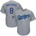 Dodgers #8 Manny Machado Gray 2018 World Series Cool Base Player Jersey