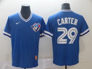 Blue Jays #29 Joe Carter Royal Throwback Jersey