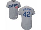Los Angeles Dodgers #42 Jackie Robinson Authentic Grey Road 2017 World Series Bound Flex Base MLB Jersey