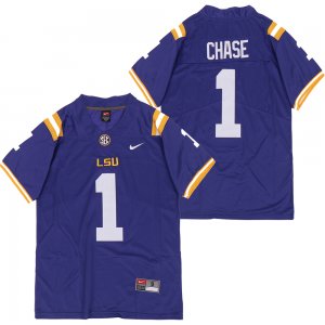 LSU Tigers 1 Ja\'marr Chase Purple Nike College Football Jersey