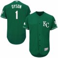 Men's Majestic Kansas City Royals #1 Jarrod Dyson Green Celtic Flexbase Authentic Collection MLB Jersey