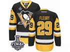 Mens Reebok Pittsburgh Penguins #29 Marc-Andre Fleury Authentic Black Gold Third 2017 Stanley Cup Final NHL Jersey