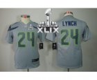 2015 Super Bowl XLIX nike youth nfl jerseys seattle seahawks #24 marshawn lynch grey[nike limited]