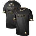 Red Sox #50 Mookie Betts Black Gold Nike Cooperstown Collection Legend V Neck Jersey