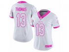 Women Nike New Orleans Saints #13 Michael Thomas Limited White-Pink Rush Fashion NFL Jersey