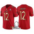 Men New England Patriots #12 Tom Brady AFC 2017 Pro Bowl Red Gold Limited Jersey