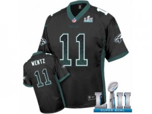 Men Nike Philadelphia Eagles #11 Carson Wentz Elite Black Drift Fashion Super Bowl LII NFL Jersey
