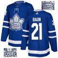 Men Maple Leafs #21 Bobby Baun Blue Glittery Edition Adidas Jersey