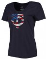 Womens Minnesota Twins USA Flag Fashion T-Shirt Navy Blue