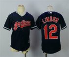 Indians #12 Francisco Lindor Navy Youth New Cool Base Jersey