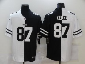 Mens Kansas City Chiefs #87 Travis Kelce White Black Peaceful Coexisting