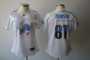 women nfl detroit lions #81 calvin johnson white[2011 fem fan]