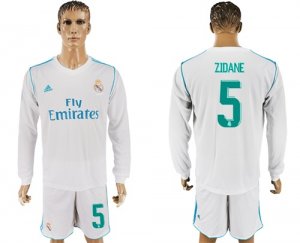 2017-18 Real Madrid 5 ZIDANE Home Long Sleeve Soccer Jersey