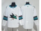 Men Adidas San Jose Sharks Blank White Road Authentic Stitched NHL Jersey