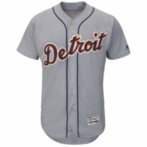 Men\'s Detroit Tigers Majestic Road Blank Gray Flex Base Authentic Collection Team Jersey